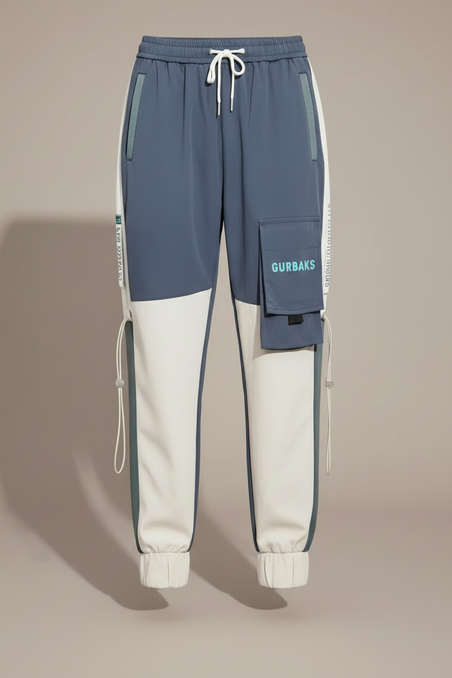 Pantalon Parachute Bicolore Cargo Streetwear Femme Joggers - Multicolore Polyester - vue 3