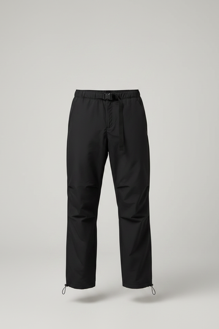 Pantalon Parachute Noir Ample Ceinture Cordon Unisexe - Polyester - vue 3