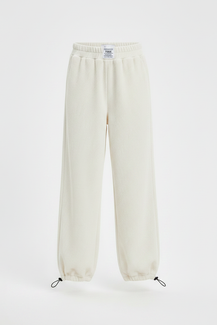 Pantalon Parachute Beige Côtelé Ample Confortable Enfant - Cordé - vue 3
