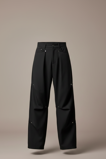 Pantalon Parachute Noir Ample Rivets Urbain Homme - Polyester - vue 3