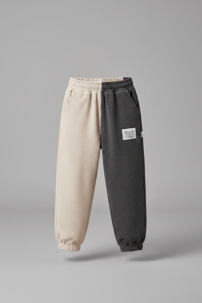Pantalon Parachute Côtelé Bicolore Ample Décontracté Garçon - Multicolore Cordé - vue 3