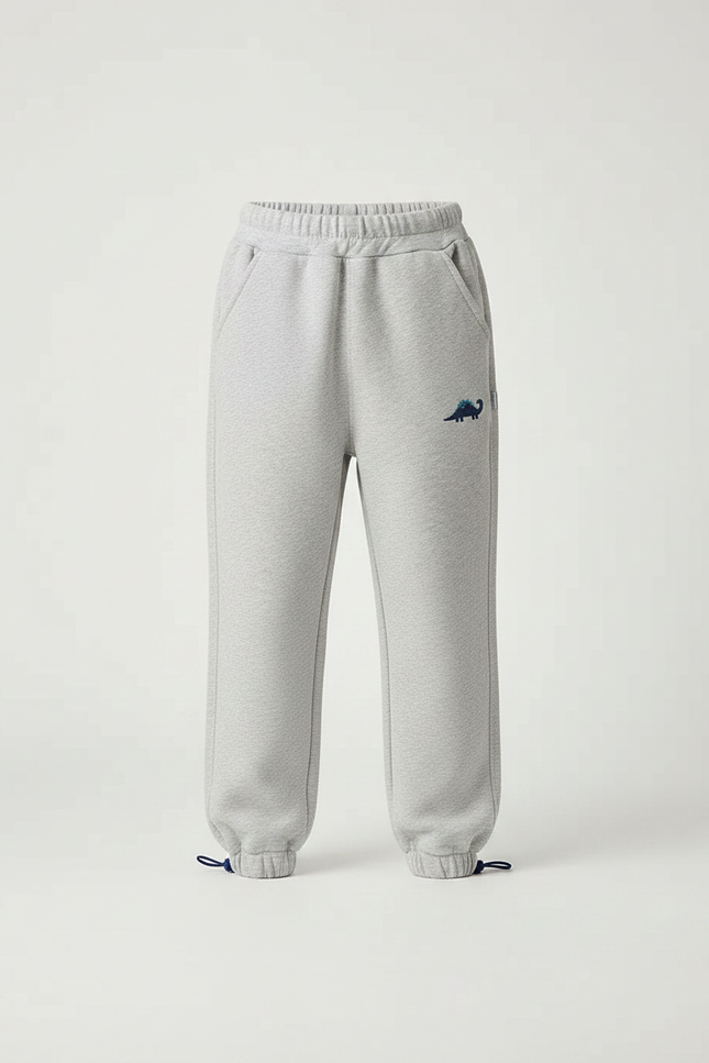 Pantalon Parachute Gris Molleton Brodé Confortable Enfant - vue 3