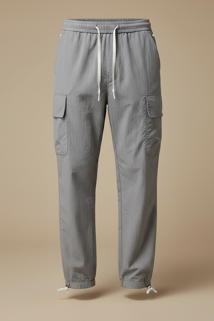 Pantalon Parachute Gris Cargo Cordon Nylon Homme - Polyester - vue 3