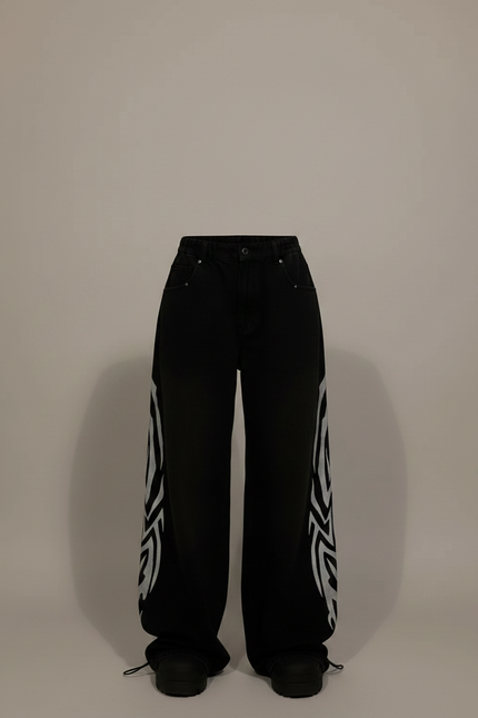 Pantalon Parachute Noir Tribal Ample Streetwear - Coton - vue 3