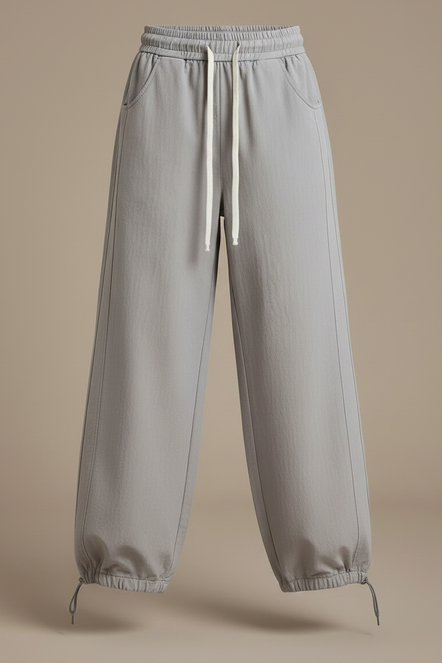 Pantalon Parachute Fille Gris Resserré Aux Chevilles Nylon - Toile - vue 3