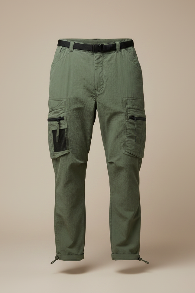 Pantalon Parachute Kaki Cargo Ample Fonctionnel Homme - Polyester - vue 3