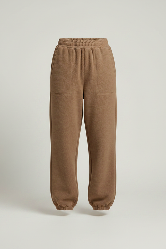 Pantalon Parachute Marron Ample Molletonné Doux Femme - vue 3