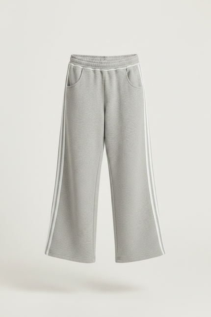 Pantalon Parachute Gris Ample Rayures Blanches Enfant - Molleton - vue 3