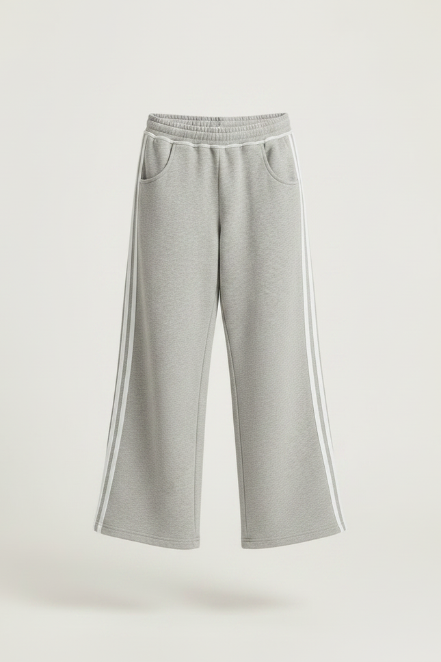 Pantalon Parachute Gris Ample Rayures Blanches Enfant - Molleton - vue 3