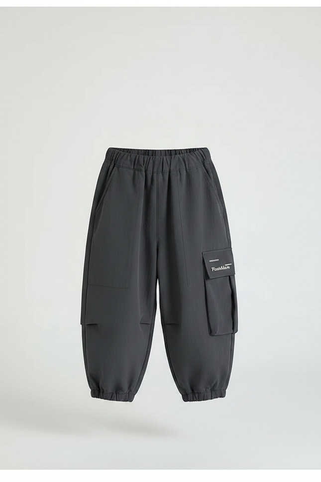 Pantalon Parachute Gris Ample Cargo Garçon Coton - Polyester - vue 3