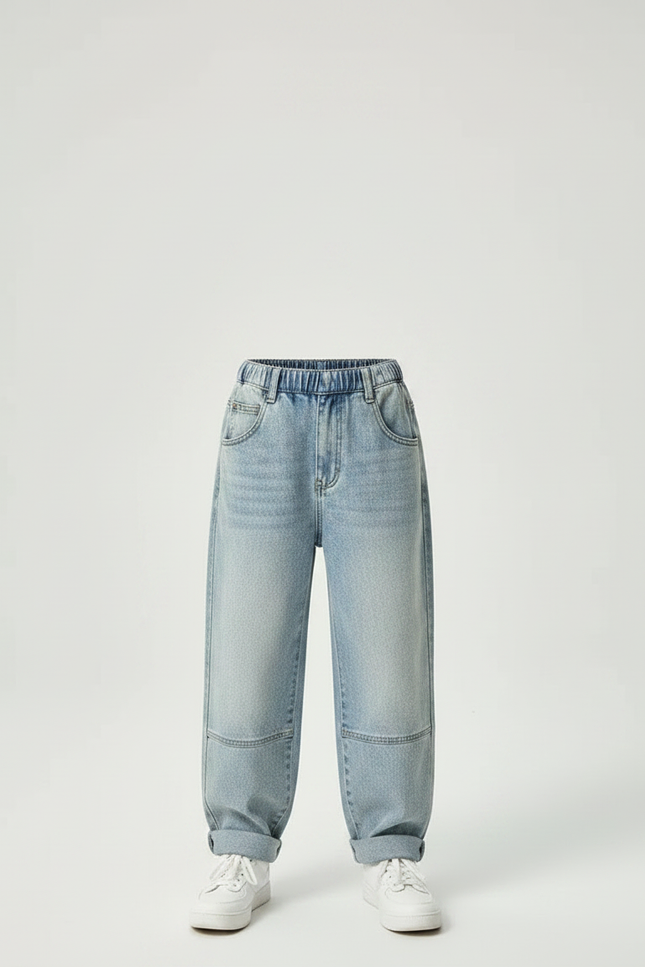 Pantalon Parachute Denim Ample Garçon Décontracté Clair - Bleu Jean - vue 3