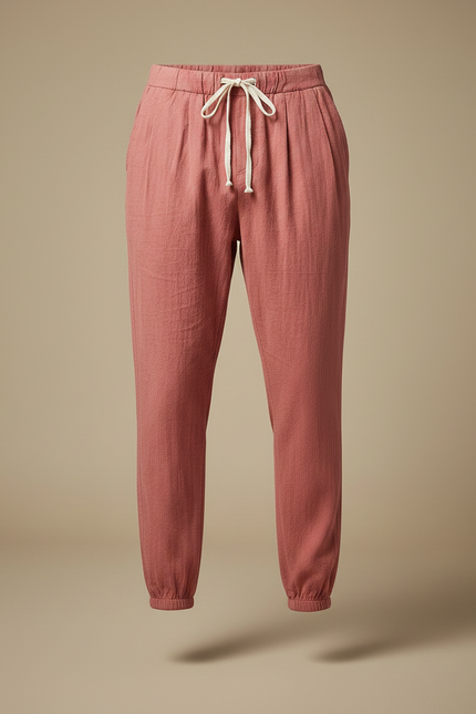 Pantalon Parachute Rouge Brique Coton Ample Décontracté Homme - vue 3