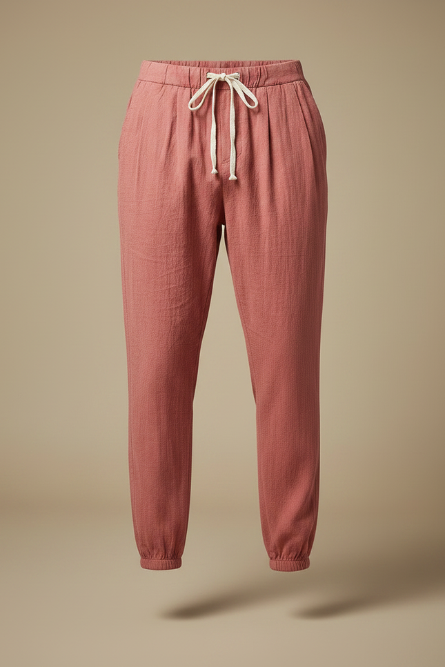 Pantalon Parachute Rouge Brique Coton Ample Décontracté Homme - vue 3