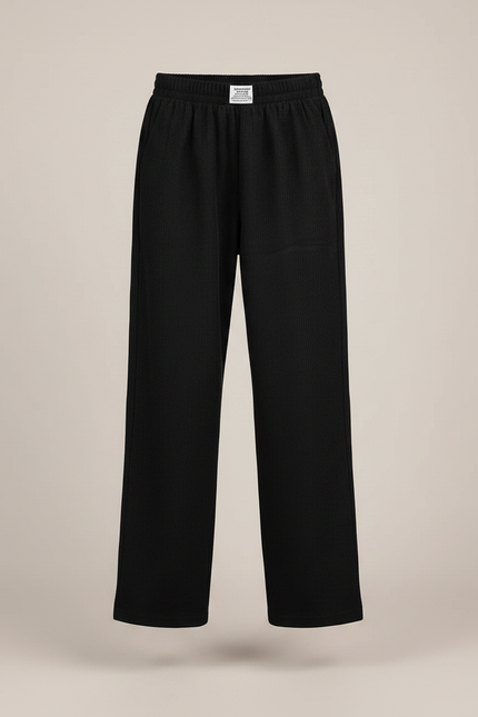 Pantalon Parachute Noir Côtelé Ample Fille Décontracté - Cordé - vue 3