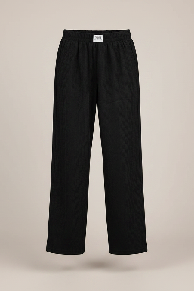 Pantalon Parachute Noir Côtelé Ample Fille Décontracté - Cordé - vue 3