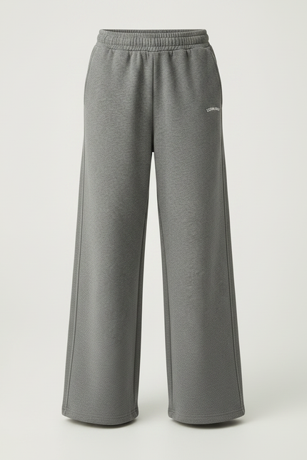 Pantalon Parachute Gris Ample Enfant Polaire Hiver - Molleton - vue 3