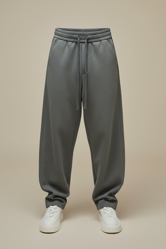 Pantalon Parachute Coton Ample Décontracté Homme Cordon - Kaki Molleton - vue 3