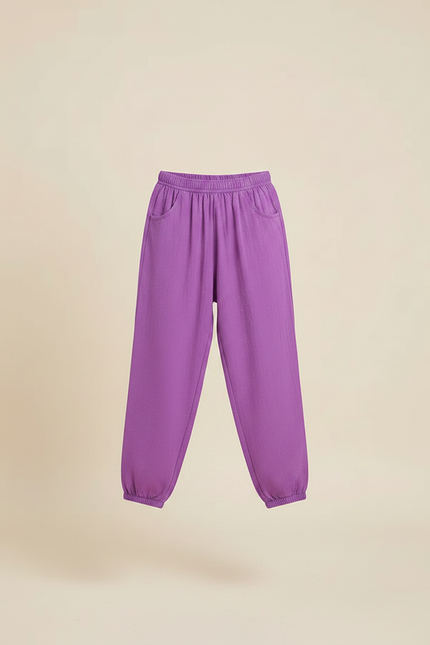 Pantalon Parachute Violet Fluide Coton Ample Enfant - vue 3