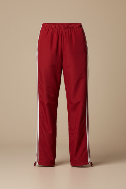 Pantalon Parachute Rouge Ample Sport Rayures Blanches - Polyester - vue 3