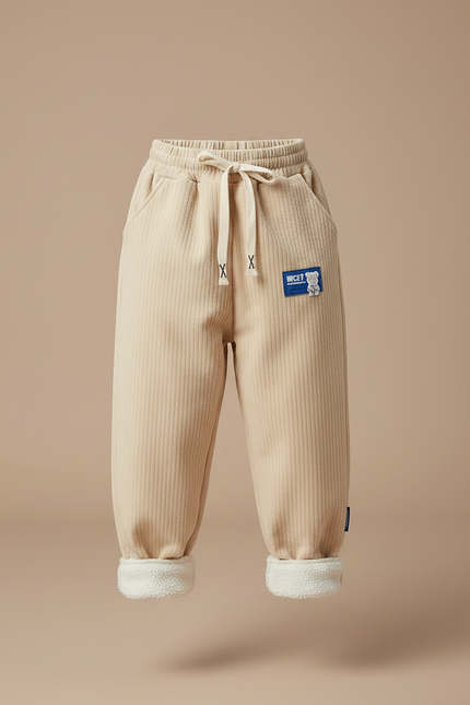 Pantalon Parachute Beige Côtelé Doublé Chaud Enfant - Cordé - vue 3