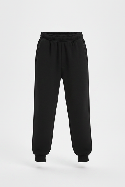 Pantalon Parachute Noir Ample Coton Enfant Basique - Molleton - vue 3