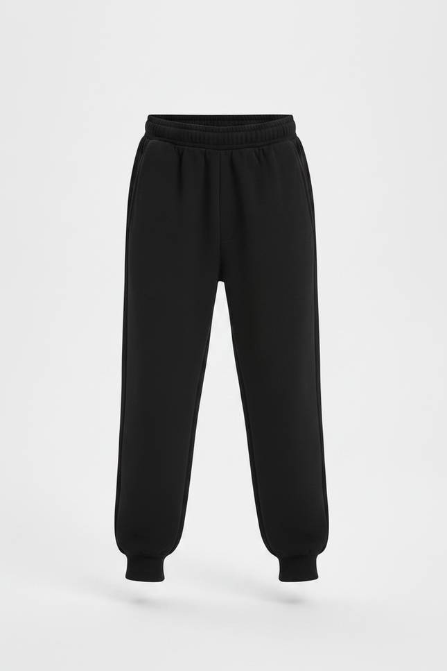 Pantalon Parachute Noir Ample Coton Enfant Basique - Molleton - vue 3