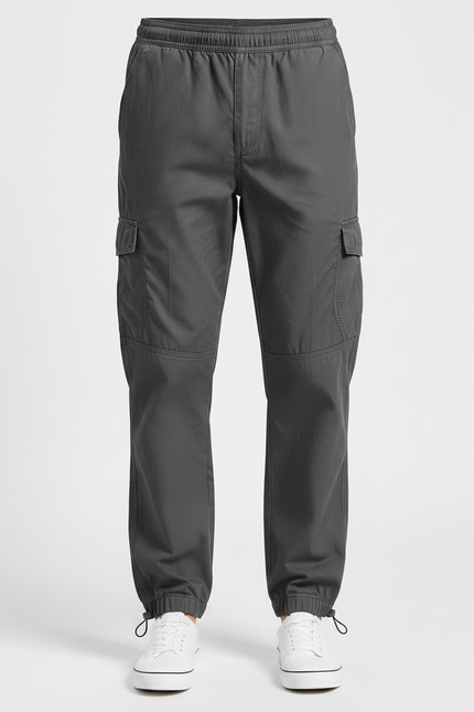 Pantalon Parachute Gris Cargo Cordon Ample Coton Homme - vue 3