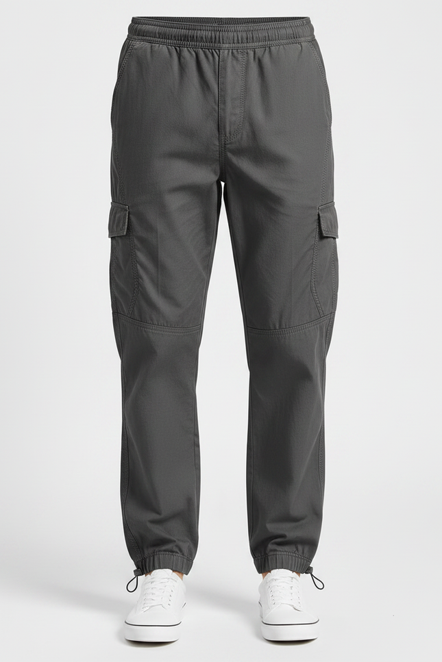 Pantalon Parachute Gris Cargo Cordon Ample Coton Homme - vue 3