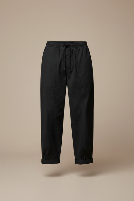 Pantalon Parachute Noir Ample Coton Décontracté Cordon - vue 3