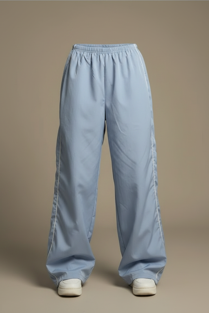 Pantalon Parachute Bleu Ciel Ample Fluide Décontracté Rayures - Polyester - vue 3