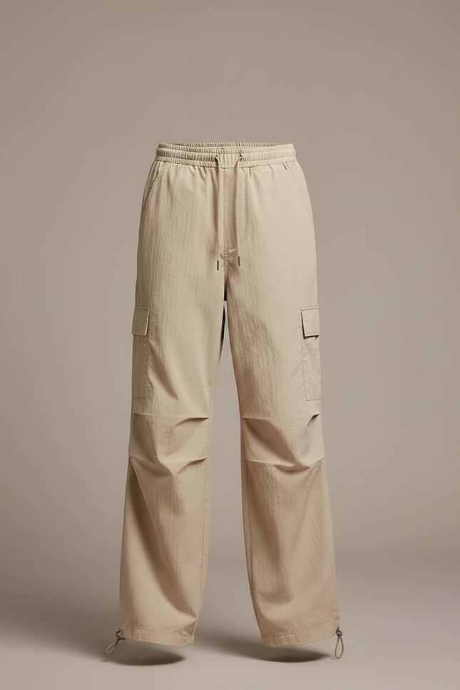 Pantalon Parachute Beige Ample Cargo Enfant - Polyester - vue 3