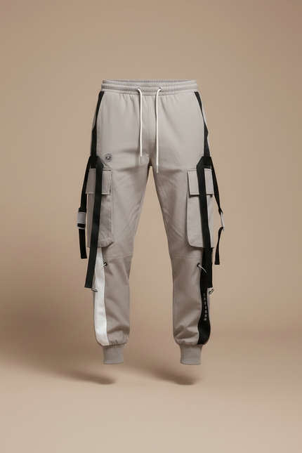 Pantalon Parachute Gris Cargo Techwear Jogger Homme - Polyester - vue 3