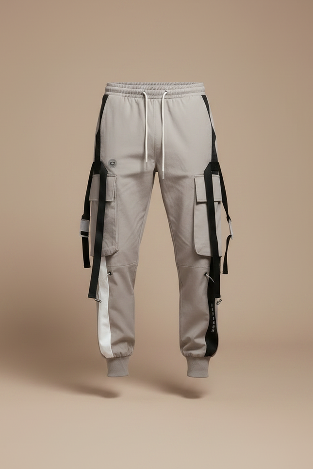 Pantalon Parachute Gris Cargo Techwear Jogger Homme - Polyester - vue 3