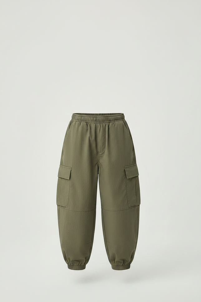 Pantalon Parachute Kaki Ample Cargo Garçon Moderne - Polyester - vue 3