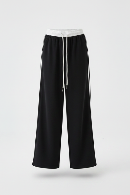 Pantalon Parachute Fille Noir Resserré Aux Chevilles - Molleton - vue 3