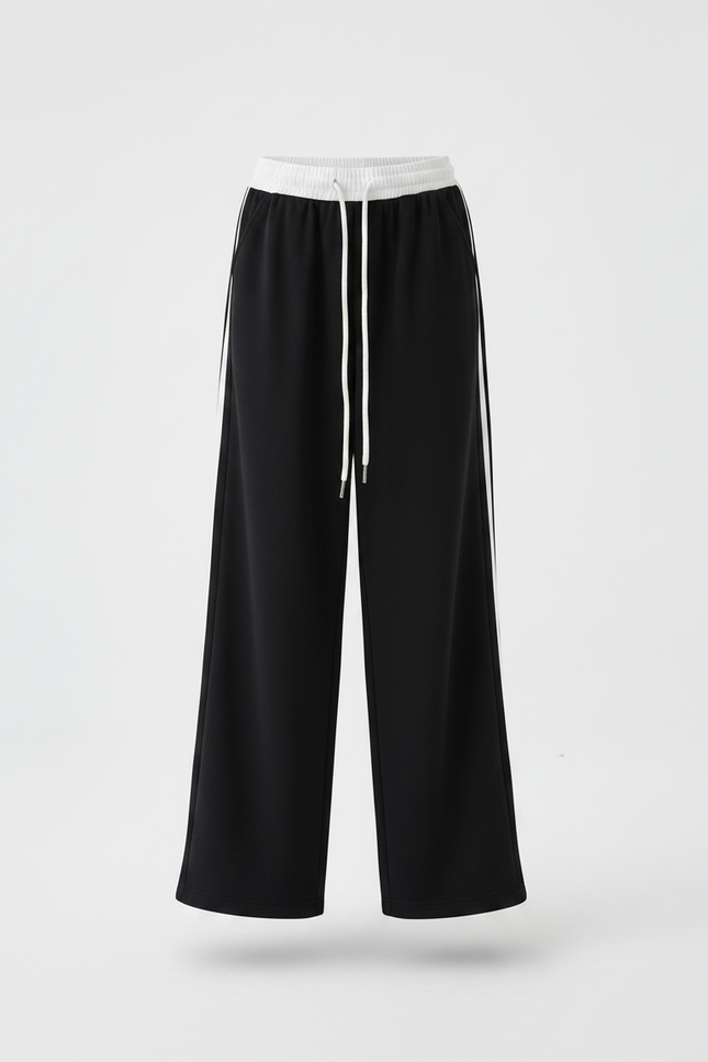 Pantalon Parachute Fille Noir Resserré Aux Chevilles - Molleton - vue 3