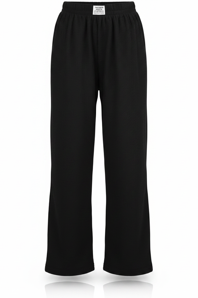 Pantalon Parachute Côtelé Ample Confortable Fille Décontracté - Noir Cordé - vue 3