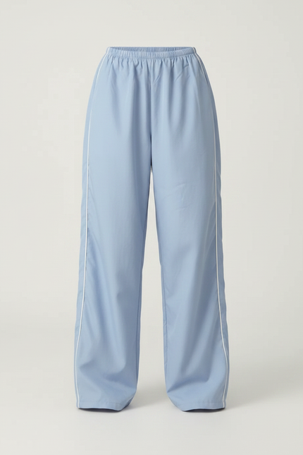 Pantalon Parachute Bleu Clair Ample Décontracté Sportif - Polyester - vue 3