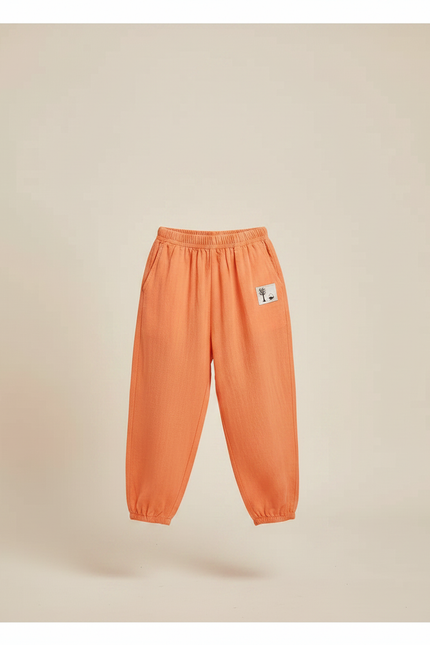 Pantalon Parachute Orange Ample Coton Enfant Décontracté - Lin - vue 3