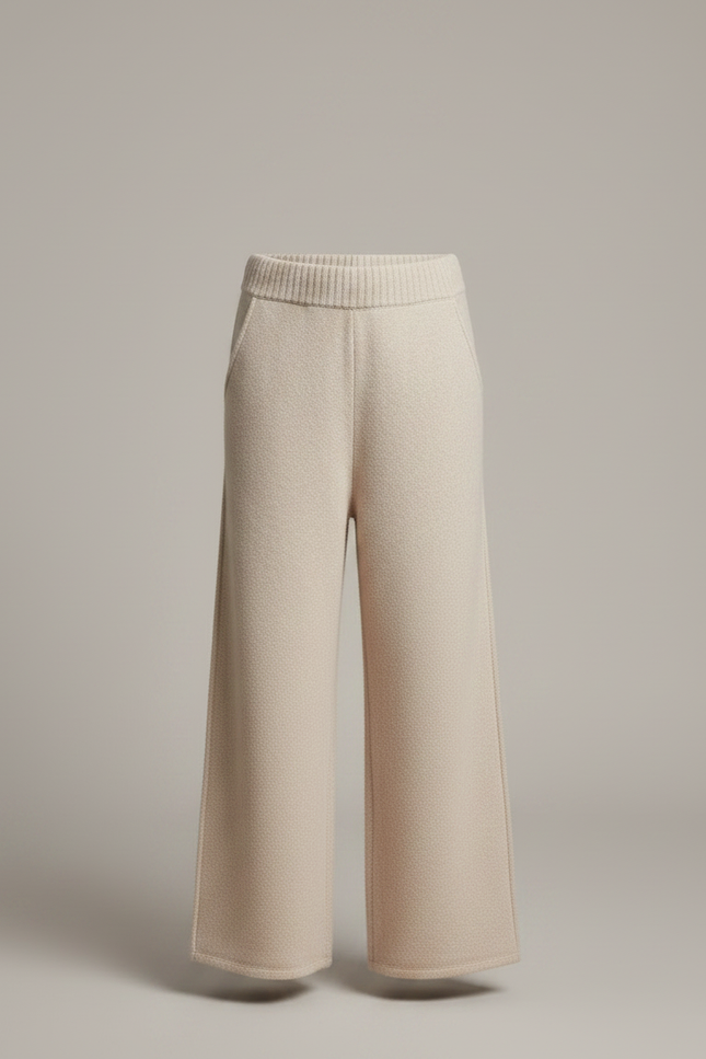 Pantalon Parachute Beige Laine Tricoté Ample Garçon - Maille - vue 3