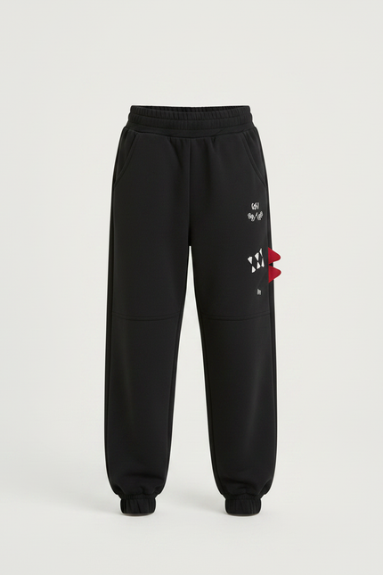 Pantalon Parachute Noir Ample Molletonné Sport Enfant - vue 3