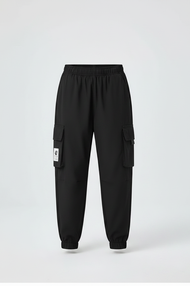 Pantalon Parachute Noir Cargo Ample Garçon Polyvalent - Polyester - vue 3