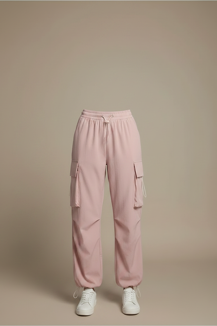 Pantalon Parachute Rose Cargo Fluide Femme Nylon - Polyester - vue 3