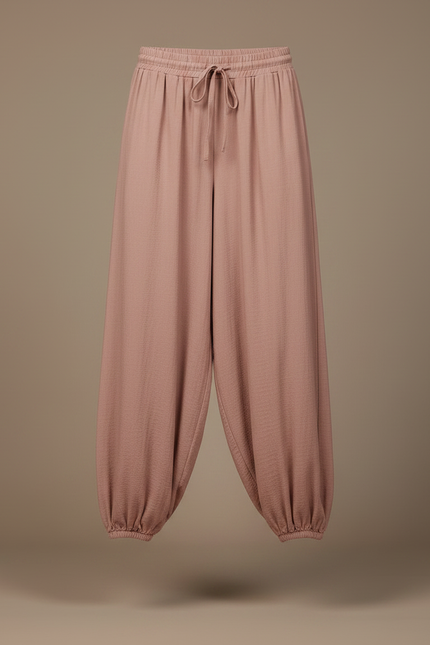 Pantalon Parachute Fluide Doux Cordon Ample Femme - Rose Viscose - vue 3