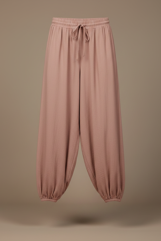 Pantalon Parachute Fluide Doux Cordon Ample Femme - Rose Viscose - vue 3