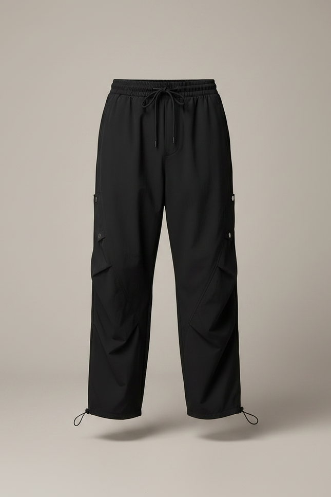 Pantalon Parachute Noir Ample Cargo Homme Sport - Polyester - vue 3