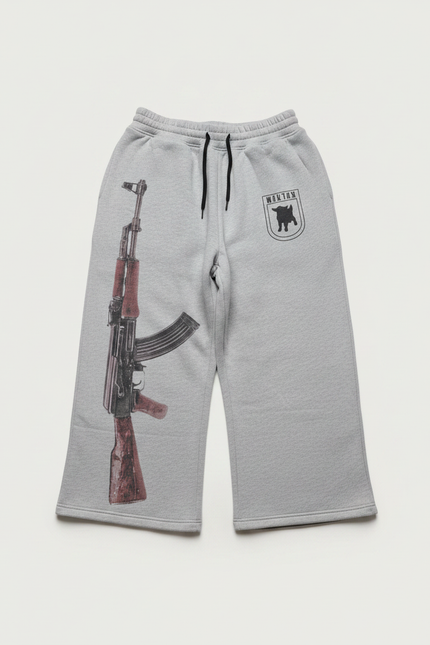 Pantalon Parachute Gris Imprimé AK-47 Décontracté Ample - Molleton - vue 2