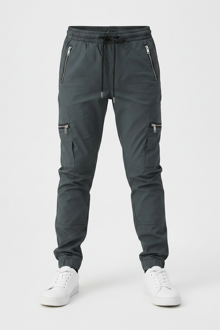 Pantalon Parachute Gris Cargo Zippé Enfant - Polyester - vue 3
