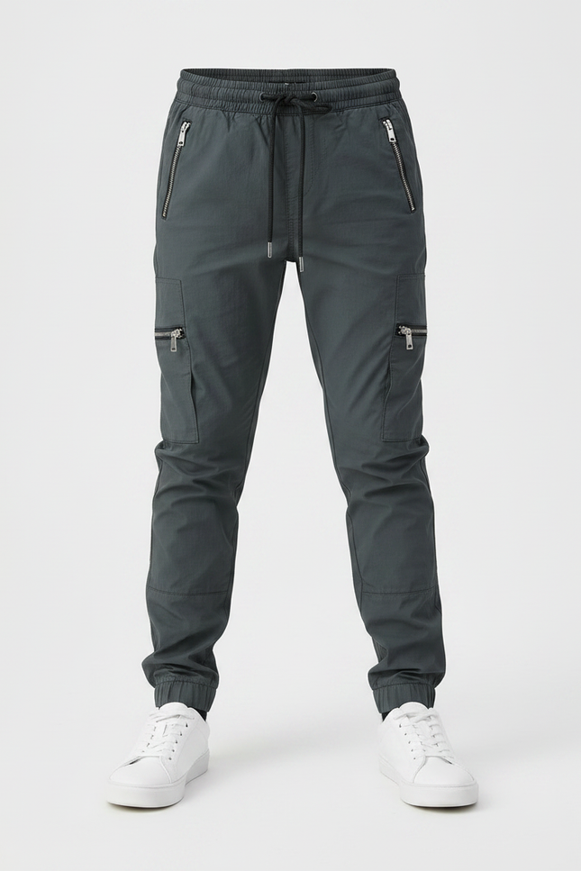 Pantalon Parachute Gris Cargo Zippé Enfant - Polyester - vue 3