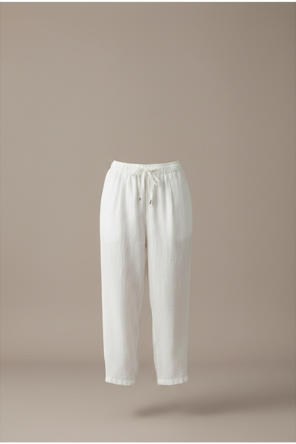 Pantalon Parachute Blanc Lin Ample Décontracté Femme - vue 3